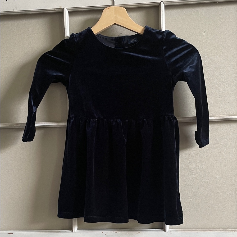 GAP Girls Navy Velvet Long Sleeve Formal Dress